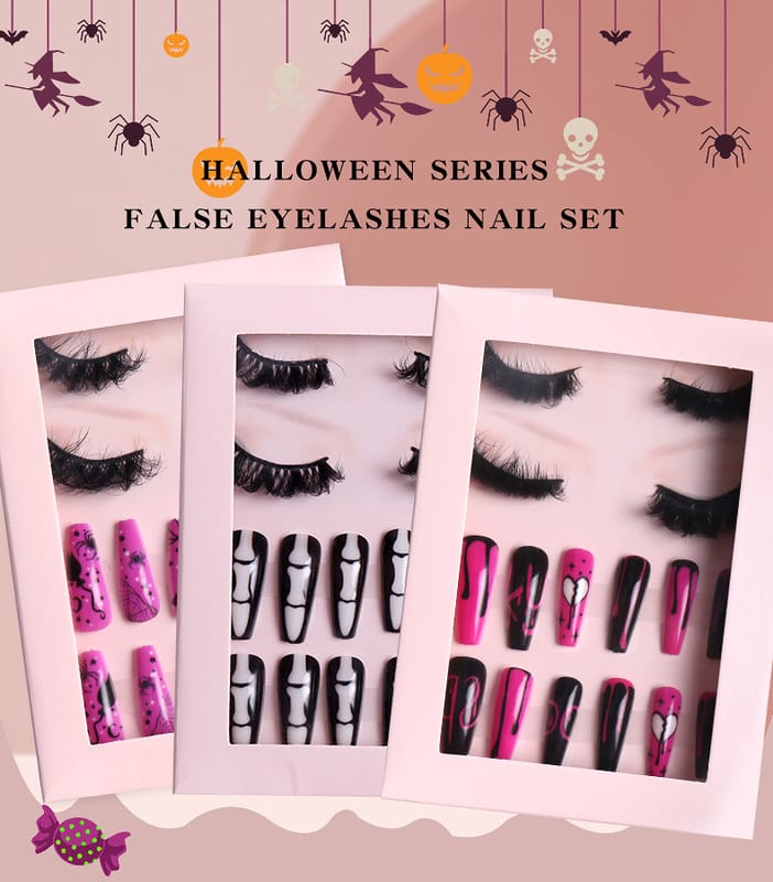 Halloween Mink Lashes And Nails Set-1