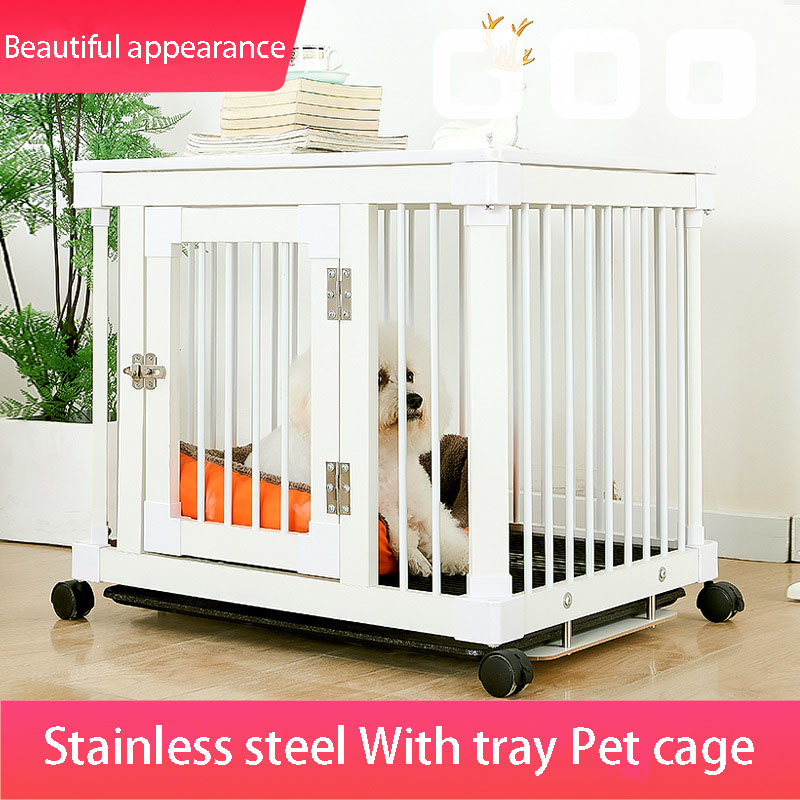 Solid wood pet carrier Stainless steel pet fence mobile easy for dogs