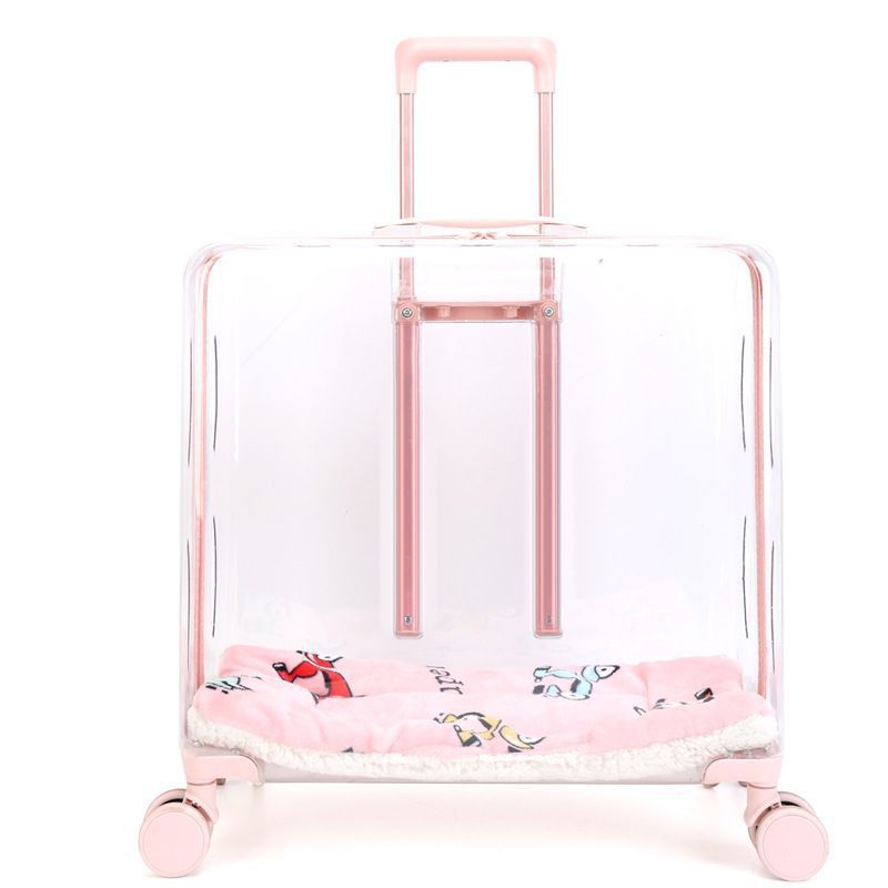 Clear breathable pet go out trolley case pet bag