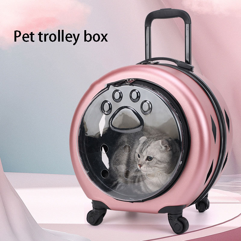 Translucent pet trolley suitcase for going out pet bag