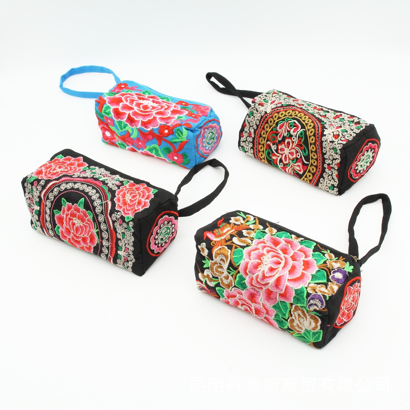 2024 style three zipper ethnic embroidery bag embroidery change mobile phone bag mom grocery handbag clutch