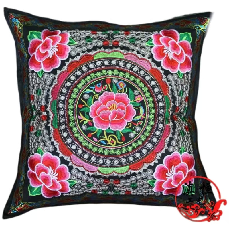 Yunnan ethnic embroidery pillowcase, cushion, chair cushion, sofa cushion, homestay, bedside pillowcase, office lumbar pillow