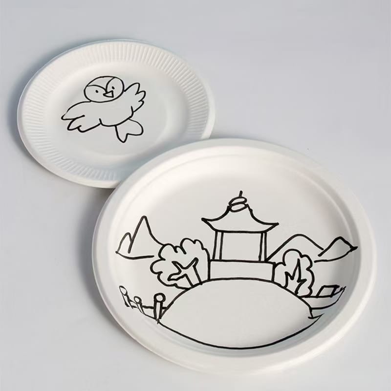 Disposable Paper Plates Kids DIY Handmade Thickened Wholesale Birthday Party Cake Picnic BBQ Paper Plate Wholesale
