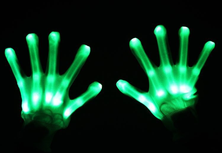 Cross-border exclusive for children and adults LED glowing gloves / Christmas Halloween glowing colorful gloves