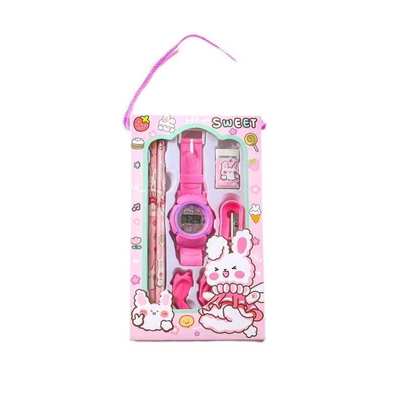 Cross-border stationery sets, stationery sets for primary school students, school gifts, cartoons, electronic watches, stationery, gift boxes, wholesale