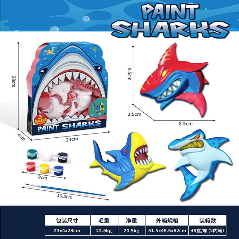 Children DIY painted gypsum shark astronaut creative graffiti coloring elementary school drawing toys
