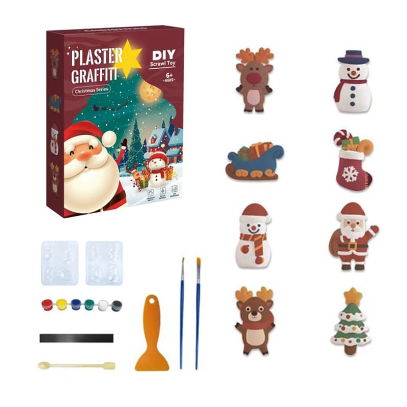 Christmas refrigerator stickers, painted toys, dinosaur graffiti, children's painting, plaster painting, handmade models