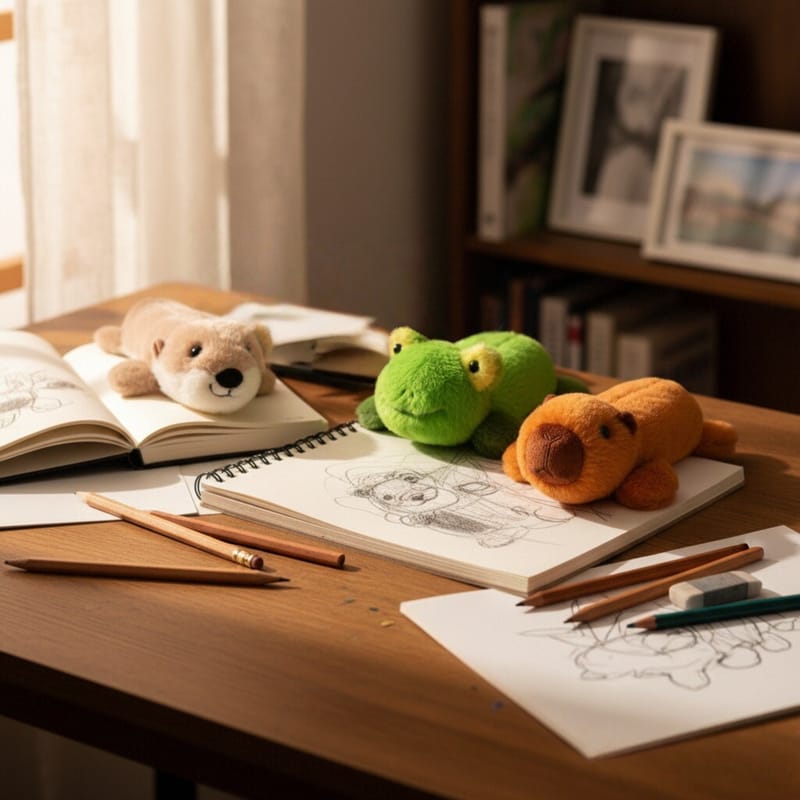 1Pc Plush Pencil Case cute animal series plush toy  Animal Stationery Storage Pouch Zipper Closure Pen Case