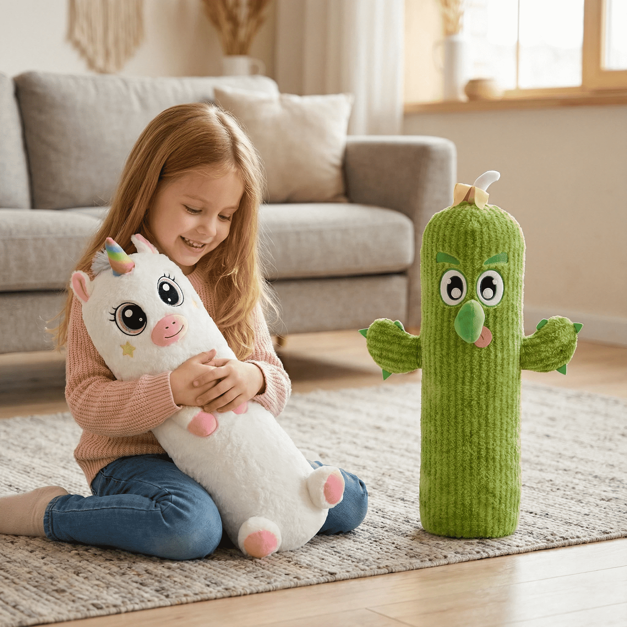 Hugging Device Toy Animal-themed hugging plush toy with a bouncing ball feature Huggable ...