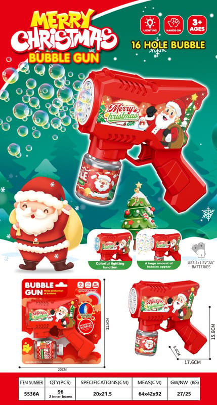 Cool electric Santa Claus bubble gun (with lights)