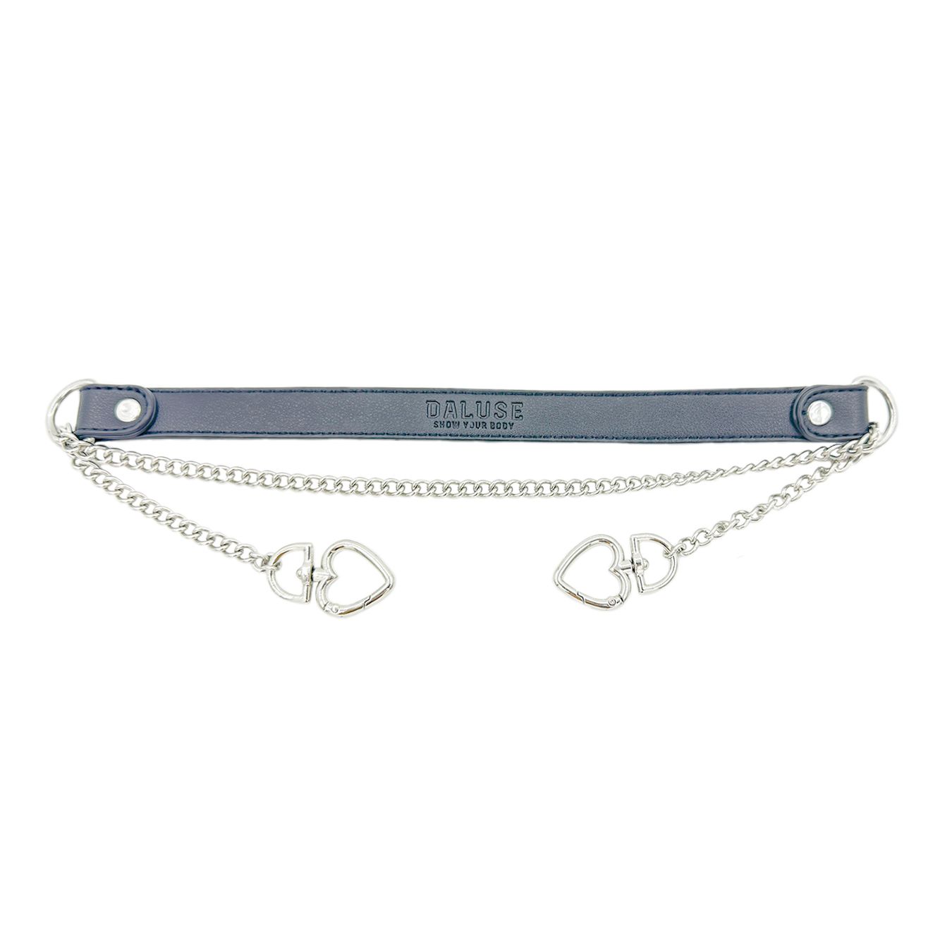Daluse [Ina] Double Heart Shaped Buckle Titanium Steel Chain Collar