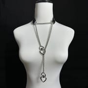 Daluse [Ina] Double Heart Shaped Buckle Titanium Steel Chain Collar