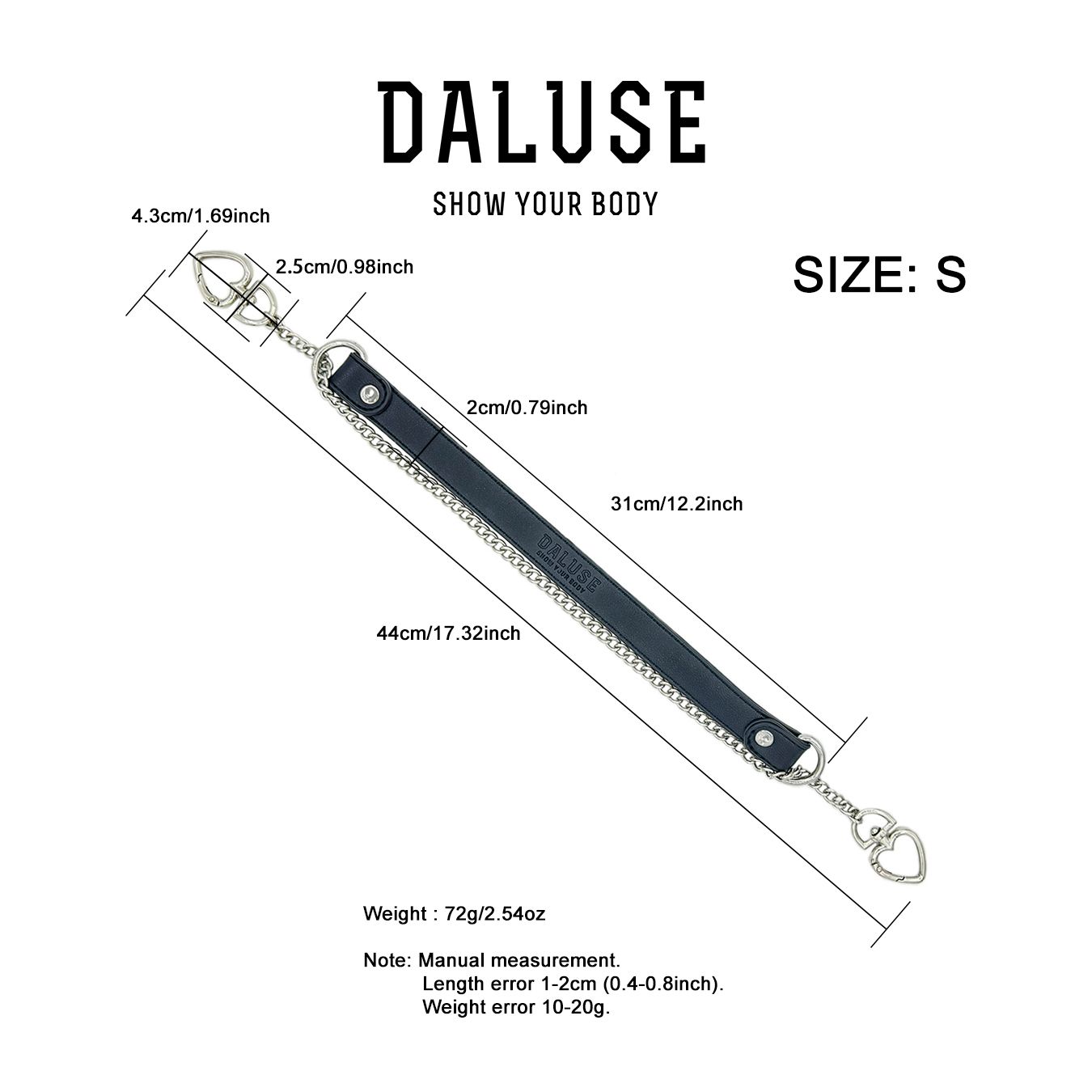 Daluse [Ina] Double Heart Shaped Buckle Titanium Steel Chain Collar