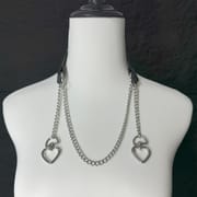 Daluse [Ina] Double Heart Shaped Buckle Titanium Steel Chain Collar