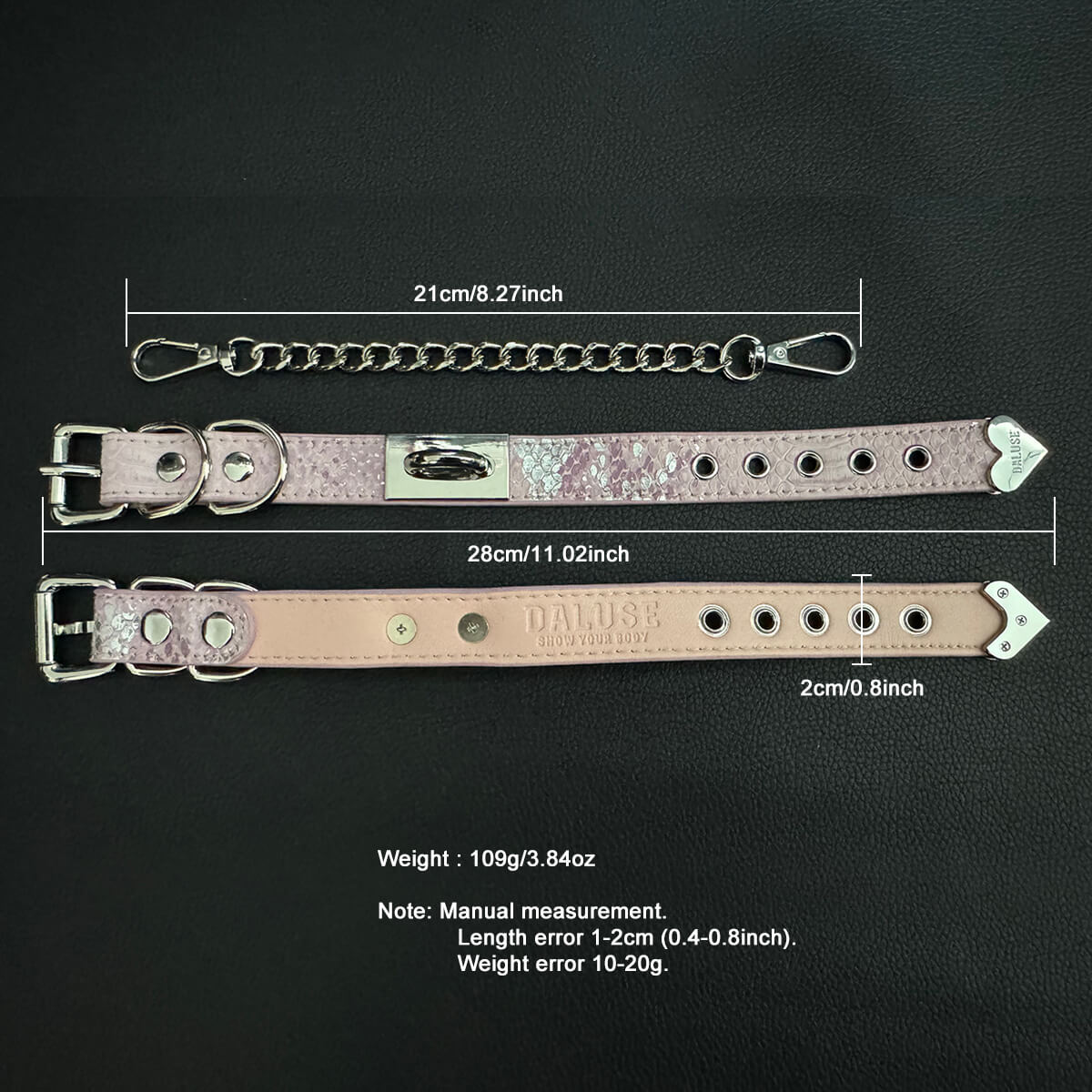 Daluse [Fay] Double Titanium Steel Chain Collar And Snake Pattern Silver Chain Adjustable Cuff Combination, TikTok Hot Products Size
