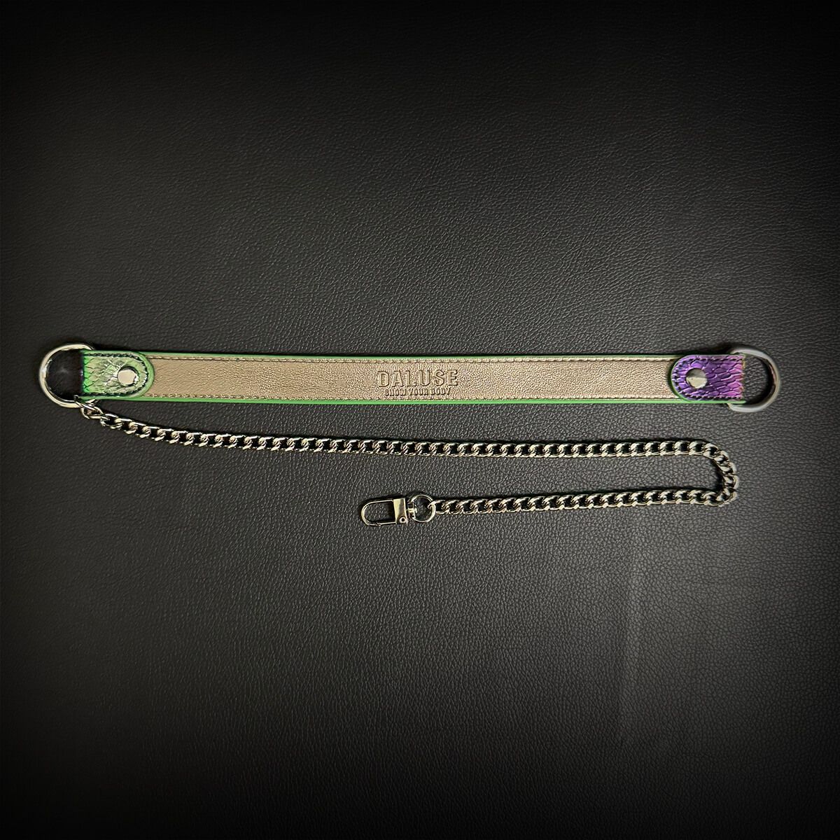 Daluse [Rainbow] Colorful Leather Collar Single Titanium Steel Chain Versatile Fashion Choker