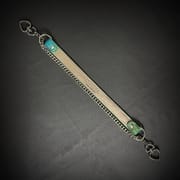 Daluse [Forest] Double Heart Shaped Buckle Titanium Steel Chain Colorful Leather Choker