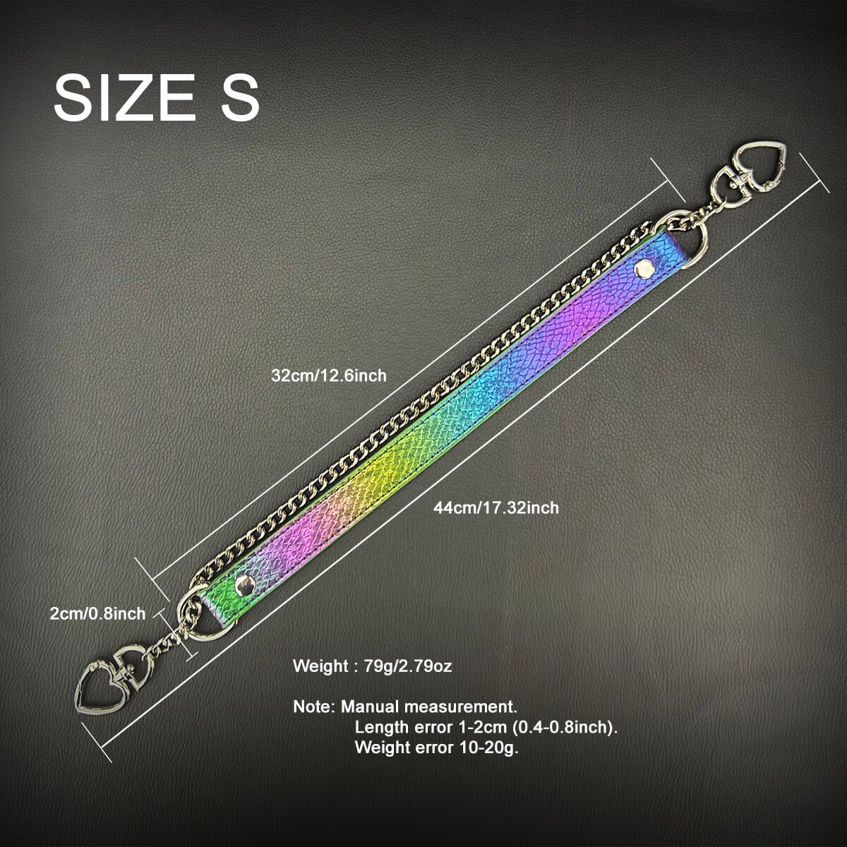 Daluse [Forest] Double Heart Shaped Buckle Titanium Steel Chain Colorful Leather Choker