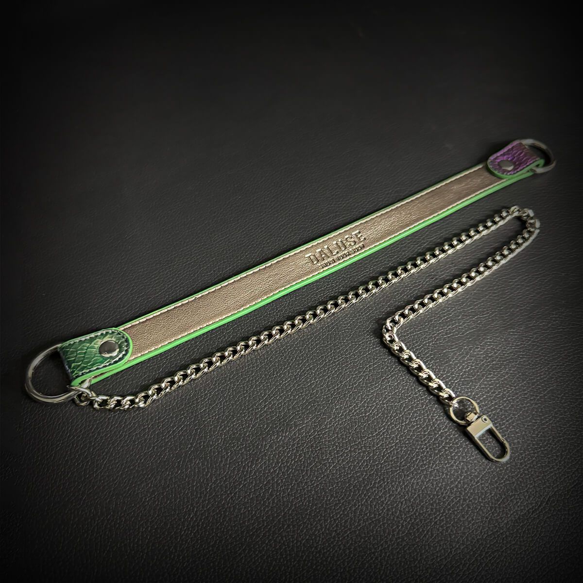 Daluse [Rainbow] Colorful Leather Collar Single Titanium Steel Chain Versatile Fashion Choker
