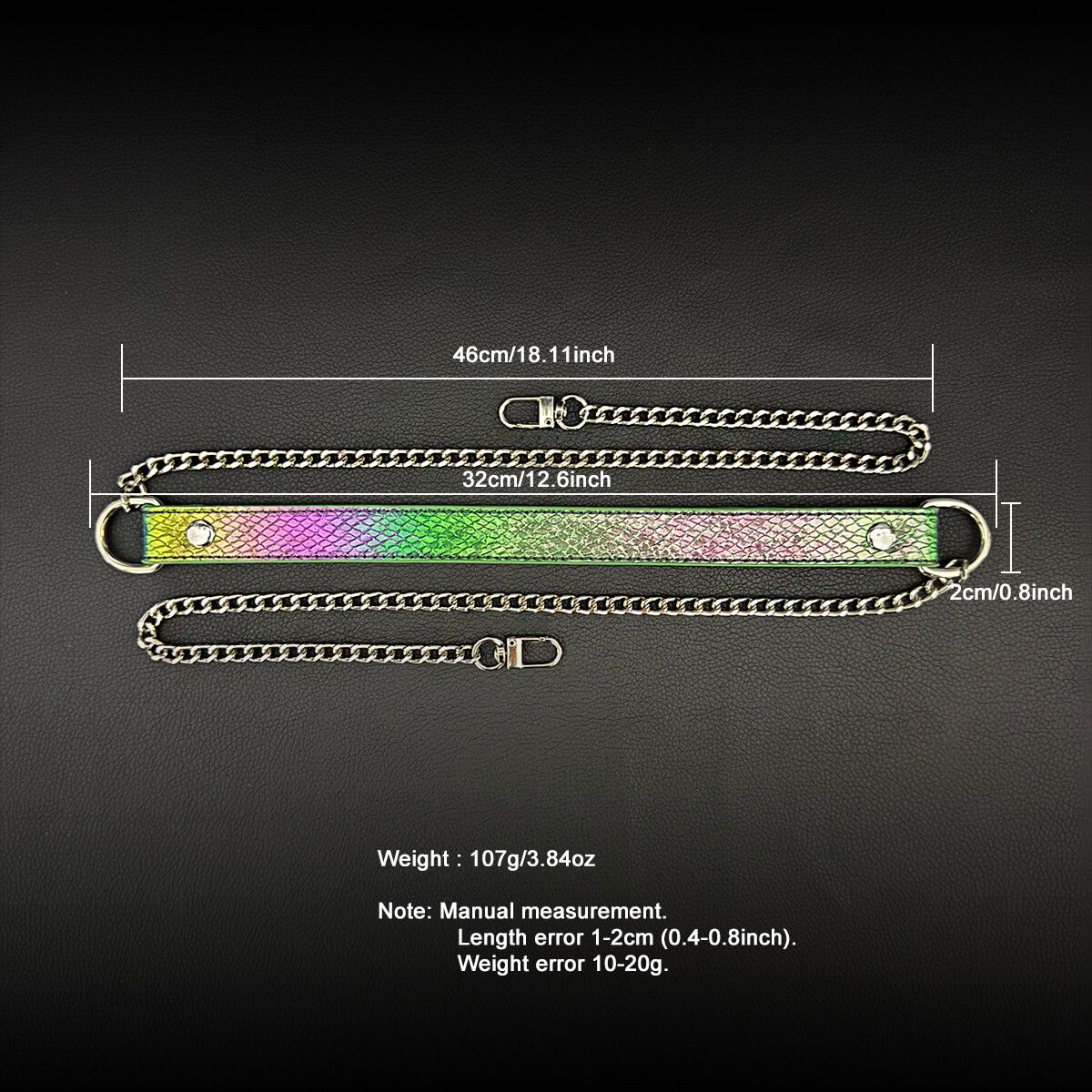 Daluse [Iris] Colorful Leather Collar Double Titanium Steel Chain Versatile Fashion Choker