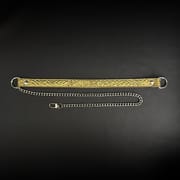 Daluse [Shatter] Crushed Black Gold Leather Collar Single Titanium Steel Chain Versatile Fashion Choker