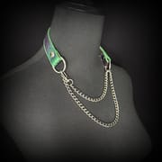 Daluse [Rainbow] Colorful Leather Collar Single Titanium Steel Chain Versatile Fashion Choker