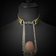 Daluse [Shatter] Crushed Black Gold Leather Collar Single Titanium Steel Chain Versatile Fashion Choker