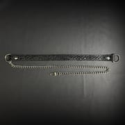 Daluse [Shatter] Crushed Black Gold Leather Collar Single Titanium Steel Chain Versatile Fashion Choker