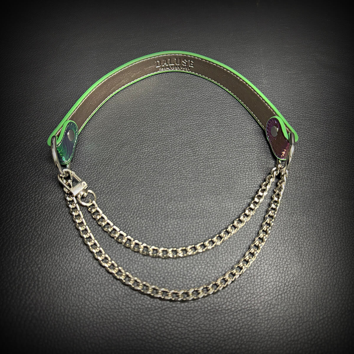 Daluse [Rainbow] Colorful Leather Collar Single Titanium Steel Chain Versatile Fashion Choker