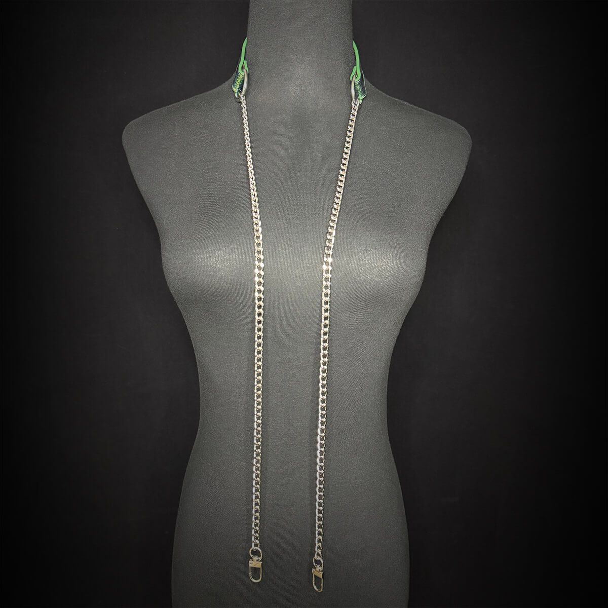 Daluse [Iris] Colorful Leather Collar Double Titanium Steel Chain Versatile Fashion Choker
