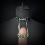 Daluse [Shatter] Crushed Black Gold Leather Collar Single Titanium Steel Chain Versatile Fashion Choker