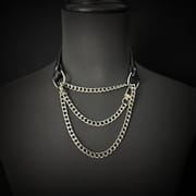 Daluse [Shatter] Crushed Black Gold Leather Collar Single Titanium Steel Chain Versatile Fashion Choker