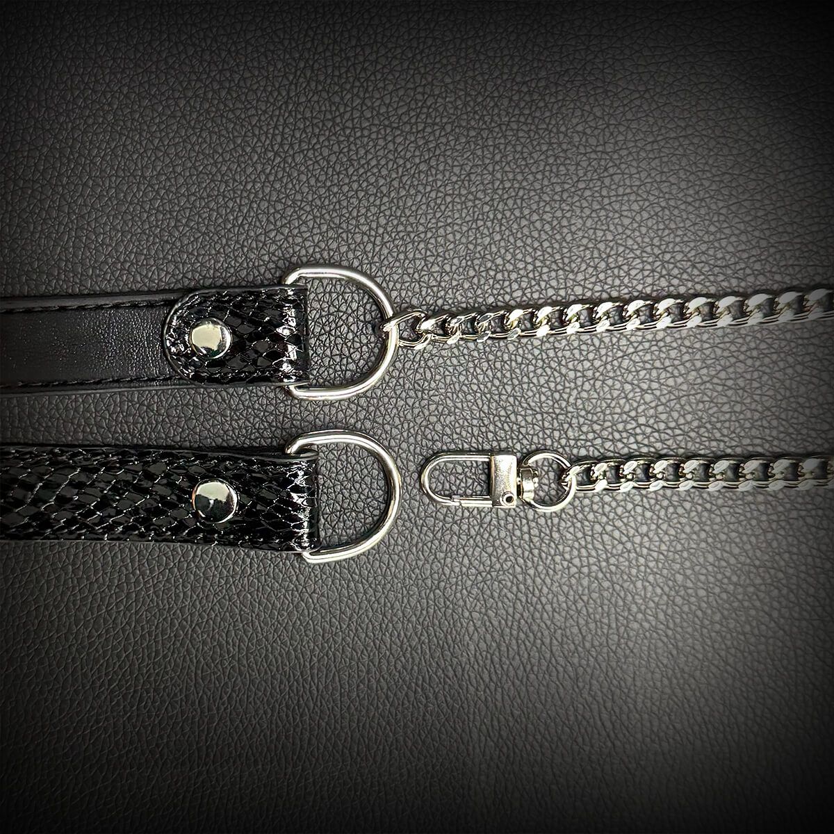 Daluse [Shatter] Crushed Black Gold Leather Collar Single Titanium Steel Chain Versatile Fashion Choker