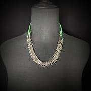 Daluse [Iris] Colorful Leather Collar Double Titanium Steel Chain Versatile Fashion Choker