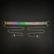 Daluse [Iris] Colorful Leather Collar Double Titanium Steel Chain Versatile Fashion Choker