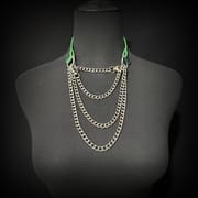 Daluse [Iris] Colorful Leather Collar Double Titanium Steel Chain Versatile Fashion Choker