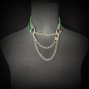 Daluse [Rainbow] Colorful Leather Collar Single Titanium Steel Chain Versatile Fashion Choker