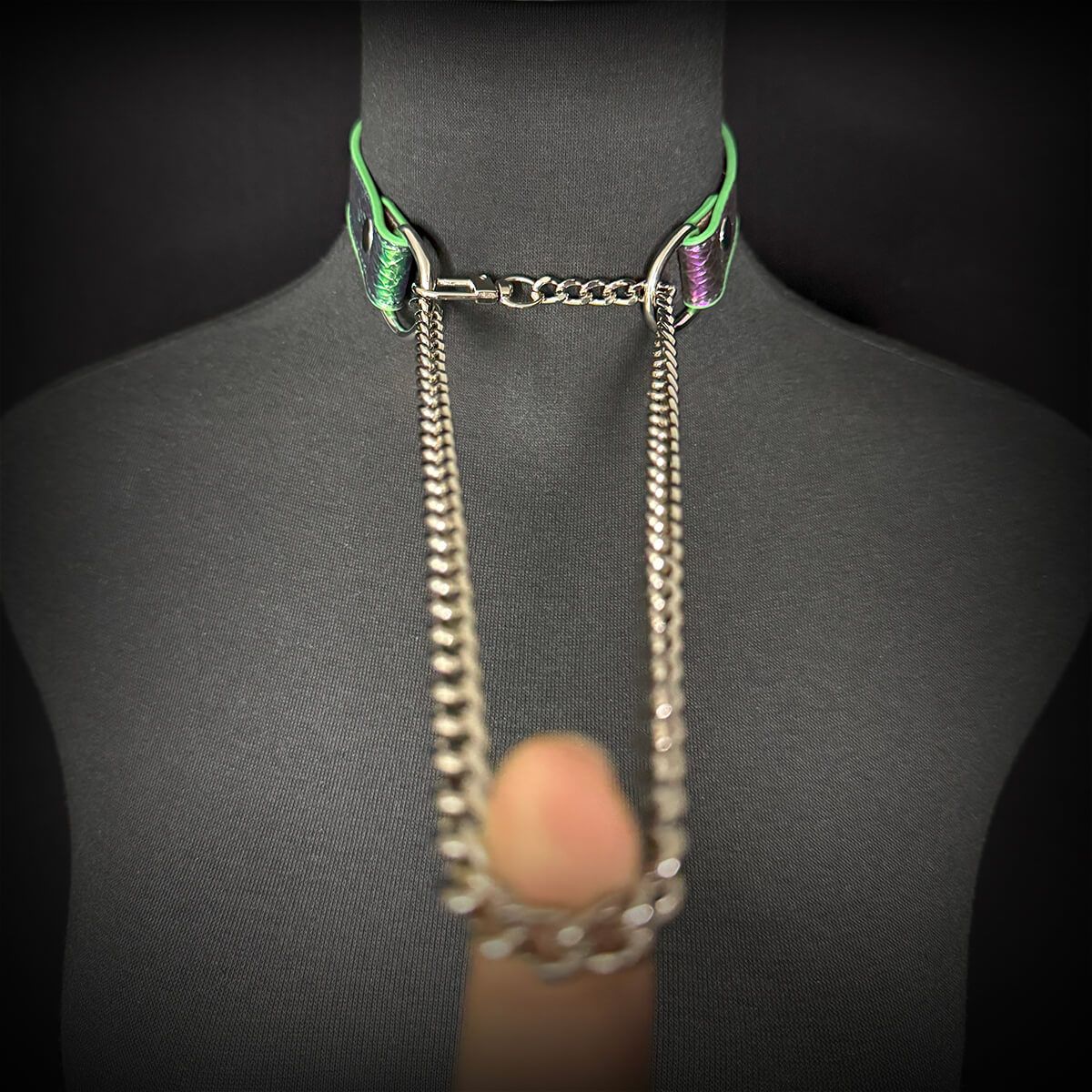 Daluse [Rainbow] Colorful Leather Collar Single Titanium Steel Chain Versatile Fashion Choker