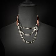 Daluse [Rachel] Gold Spotted Purple Orange Snake Pattern Leather Collar Single Titanium Steel Chain Versatile Fashion Choker