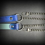 Daluse [Noelle] Blue Snake Leather Collar Double Titanium Steel Chain Adjustment Choker