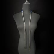 Daluse [Noelle] Blue Snake Leather Collar Double Titanium Steel Chain Adjustment Choker