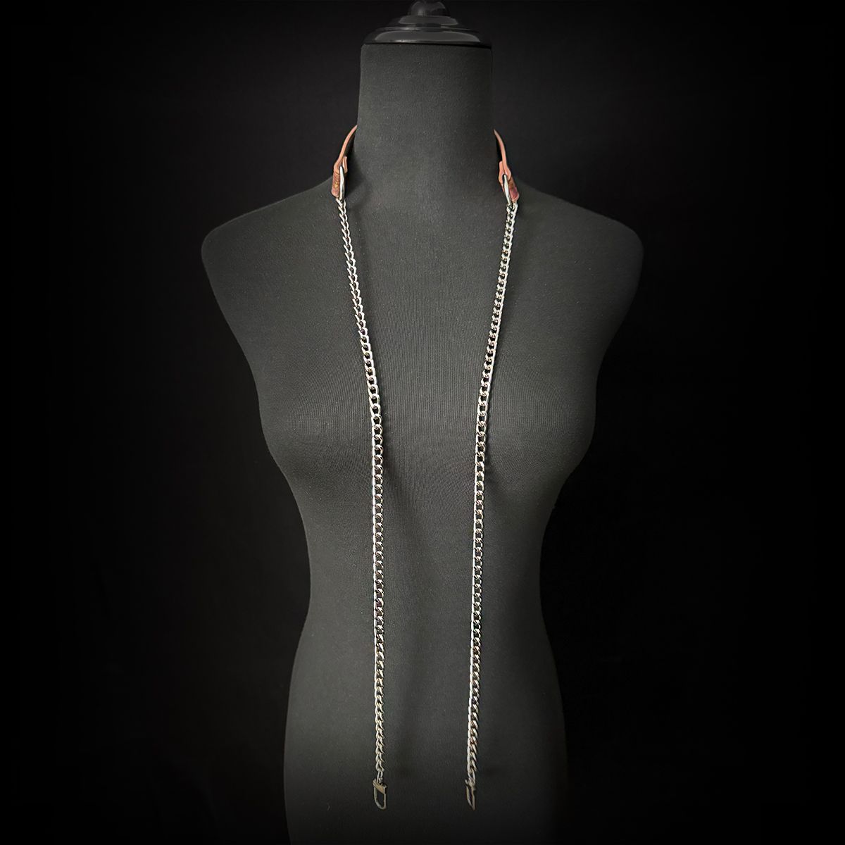 Daluse [Anais] Gold Spotted Purple Orange Snake Leather Choker Double Titanium Steel Chain Adjuster Necklace