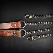 Daluse [Anais] Gold Spotted Purple Orange Snake Leather Choker Double Titanium Steel Chain Adjuster Necklace