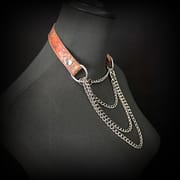 Daluse [Anais] Gold Spotted Purple Orange Snake Leather Choker Double Titanium Steel Chain Adjuster Necklace