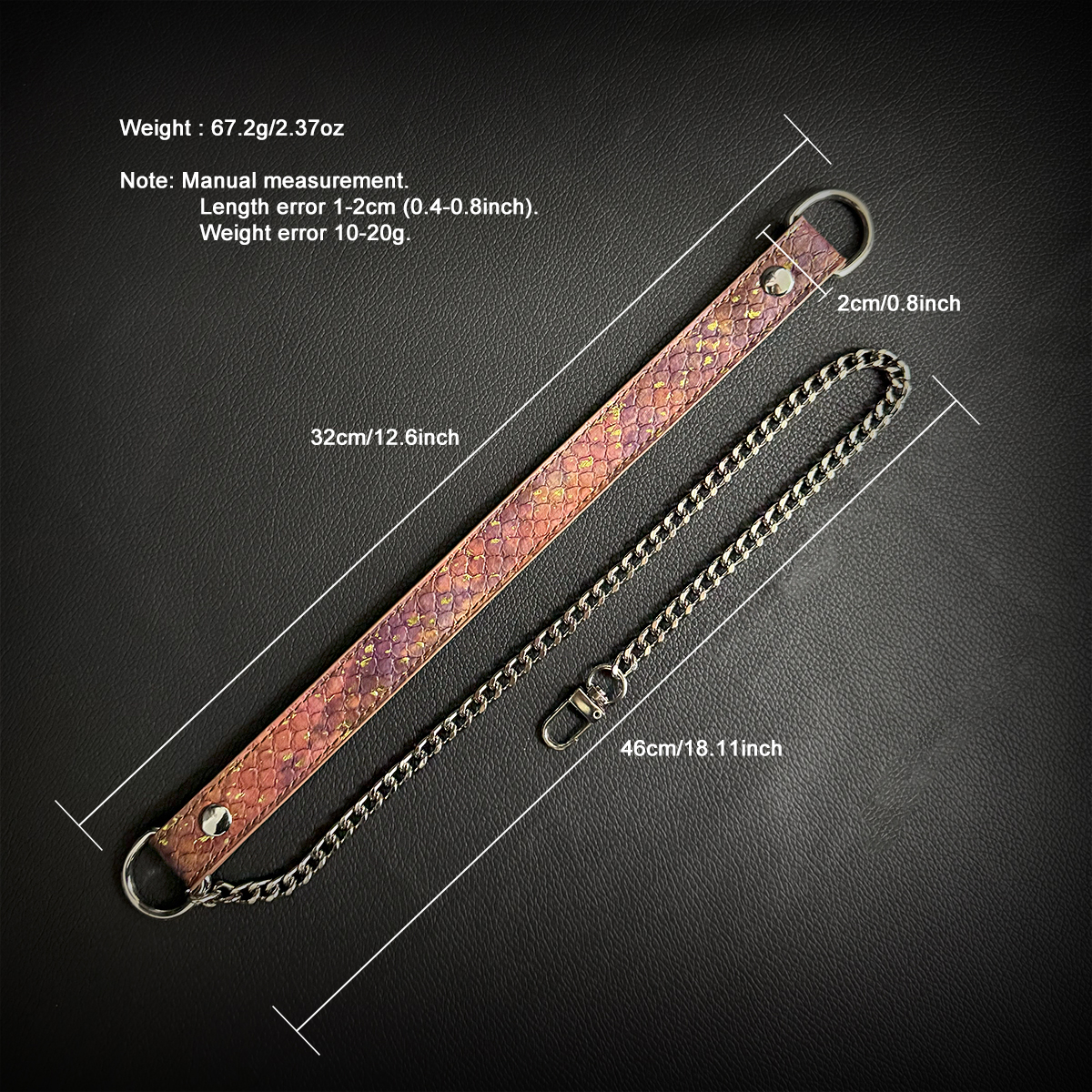 Daluse [Rachel] Gold Spotted Purple Orange Snake Pattern Leather Collar Single Titanium Steel Chain Versatile Fashion Choker Size