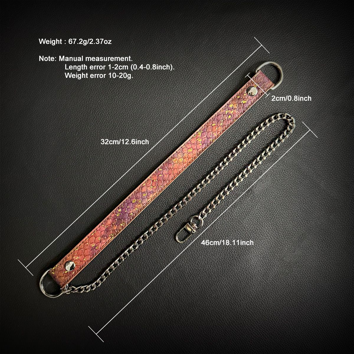 Daluse [Rachel] Gold Spotted Purple Orange Snake Pattern Leather Collar Single Titanium Steel Chain Versatile Fashion Choker