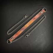 Daluse [Anais] Gold Spotted Purple Orange Snake Leather Choker Double Titanium Steel Chain Adjuster Necklace