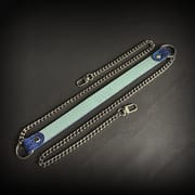 Daluse [Noelle] Blue Snake Leather Collar Double Titanium Steel Chain Adjustment Choker