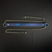 Daluse [Noelle] Blue Snake Leather Collar Double Titanium Steel Chain Adjustment Choker