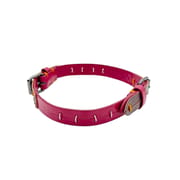 Daluse [Ember] Red Leather Silver Ring Stitching Splicing 2-In-1 Choker And Cuffs